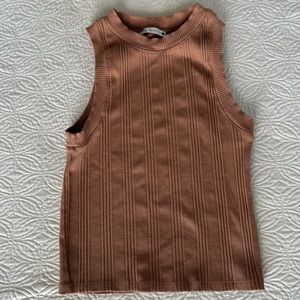 Zara High Neck Ribbed Tank Top